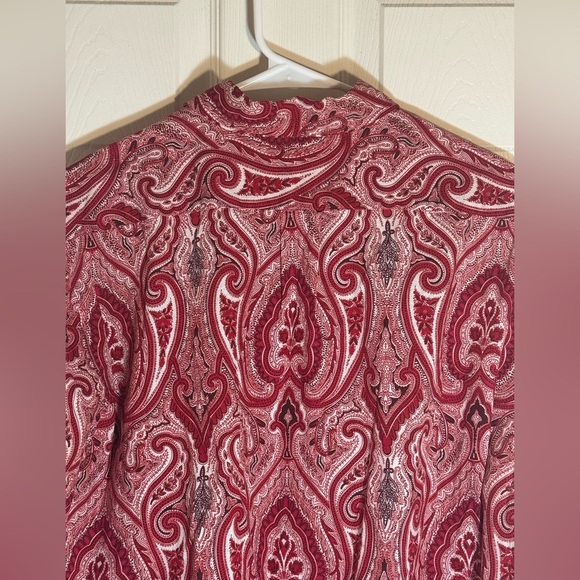 Express Men’s Long Sleeve Button-Down Shirt – Red Paisley Print – Size‎ Large - Picture 5 of 10